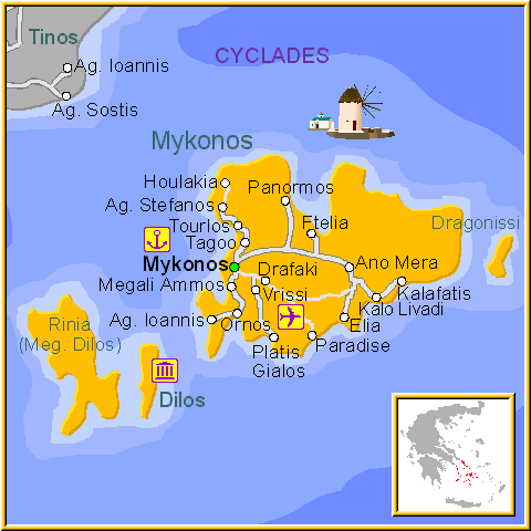 Mykonos island map