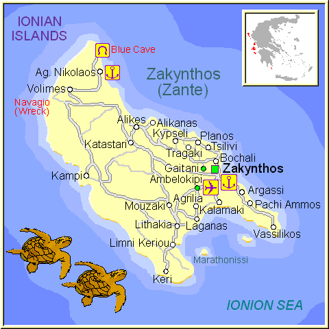 Zakynthos map