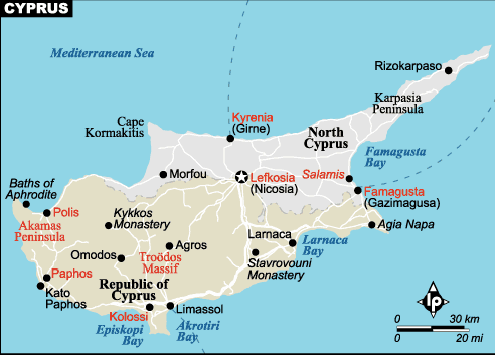 map of cyprus island